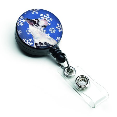 CAROLINES TREASURES Great Dane Winter Snowflakes Holiday Retractable Badge Reel LH9281BR